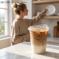 10*Clear Plastic Cups 16 Oz With Dome Lids Disposable Cup Take Out Cups For Iced Coffee Cold Beverage 10 Pack Cafes Restaurants
