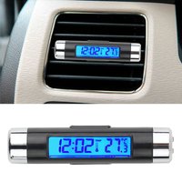 2-in-1 Portable Car Clock Thermometer Digital LCD Clock Car Indoor Thermometer Blue Backlight Suitable for car, office, etc.