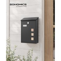 SONGMICS - Modern Wall Mounted Post Box with Viewing Windows, Nameplate, Lock with Copper Core, Easy to Install
