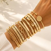 12pcs Vintage Creative Design Twisted/Knot/Printed Bracelet Bohemian Stacked Bangle Set Women's Daily Versatile Jewelry