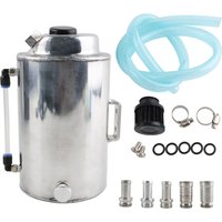 Racing Car 2L Aluminum Polished Round Oil Catch Tank Separator Reservoir Can 2 Port with Breather Filter