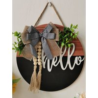 1pc 30cm Wooden Round Doorplate Door Decoration Home Background Wall Decorations Outdoor Door Hanging Garland