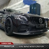 Carbon Fiber Car Front Bumper Lip Splitter Chin Car Racing Body Kits Spoiler For Mercedes Benz W205 C205 C43 AMG 2019UP
