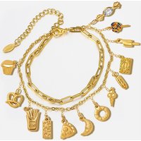 DIY Making Pendant Charm Stainless Steel Y2K Cute Food Dessert Model Pizza French Fries Bread Gold Color Accessories For Women