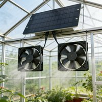 10W 12V Solar Powered Exhaust Fan Dual Fans Solar Panel Ventilator for Greenhouse Chicken Coop RV Pet House Dog House Camping