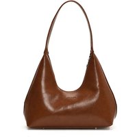 Retro Brown Leather Crescent Underarm Bag Minimalist Women's Daily Commuter Hobo Purse