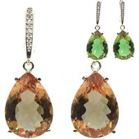Buy 4 Get 1 Free 35x13mm Jewelry Set Drop Zultanite Color Changing Alexandrite Topaz CZ Women Wedding Silver Earrings Pendant