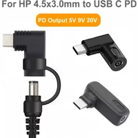 For Hp 4.5x3.0mm DC Power Jack to USB C PD Adapter Converter 65W / 100W Output for 5V 9V 20V Type C Phone Macbook Fast Charger
