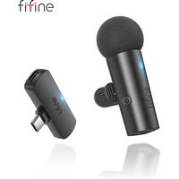 FIFINE Wireless Lavalier Microphone for Phone/Tablet,Type-C Condenser Mini Mic for Video, Interview, Vlog, YouTube, Recording-M6
