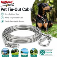Rafford 3mm Stainless Steel Pet Tie-Out Cable, Heavy Duty Non-Slip Dog Lead, Multi-Use Outdoor Wire for Yard Balcony