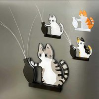 Cat Whisker Keepsake Magnet Kitten Pushing A Vase Acrylic Refrigerator Magnet Kitten Whisker Organizer Magnetic Decor sticker