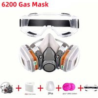 6200 Respirator Reusable Half Face Cover Gas Mask with Glasses, Filters for Painting, Chemical, Welding, Polishing, Woodworking