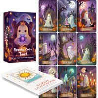 78 Card Spooky Cute Tarot Deck, 13x8 Cm Size for Beginners, Includes Paper Guide for Divination Game