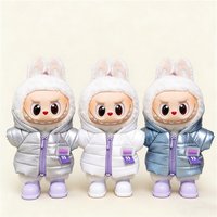 15 17cm For Labubu Doll Winter Down Vest Outfit Clothes Down Jacket Coat Fleece Hoodie Hat Shoes Set Ropa Clothing Accessories