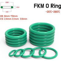 Green FKM Fluororubber O-rings Sealing Ring Thickness CS 2.4/3.1/3.5mm OD 8~70mm O Ring Fuel Washer Oil Resistant Acid & Alkali