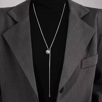 Silver Color Round Bead Pendant Necklaces for Elegant Women Fashion Jewelry Asymmetric Light Luxury Classic Accessories