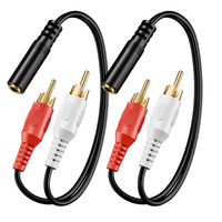 VCE 3.5mm Female to 2 RCA Splitter Male Stereo Audio Y Cable Gold Plated Adapter Compatible for TV Smartphones, MP3 Tablets