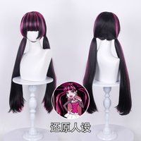 High Quality Anime Draculaura Cosplay Wig Long Straight Black Rose Pink Heat Resistant Synthetic Hair Anime Wigs