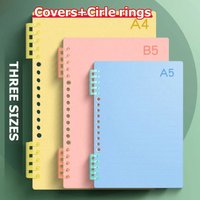 4Pcs PP Loose-leaf Book Cover A4 A5 B5 Transparent DIY Loose Leaf Notebook Colorful Binder Spiral Ring Office School Supplies