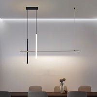 Moderner, minimalistischer LED-Kronleuchter, dimmbar, Schwarz, für Tisch, Esszimmer, Küche, Bar, Hängelampe, Beleuchtung, Aufhängung, Design, Glanz