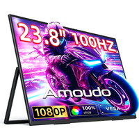 Amoudo 23,8 Inches Portable Monitor 1920*1080P 100Hz Mobile Monitor Compatible VESA, Wide Screen Portable Monitor Second Monitor