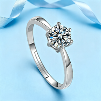 Couple gift fine 925 Sterling Silver moissanite Rings for women crystal adjustable size Fashion party engagement wedding Jewelry