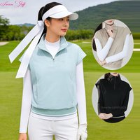 SG New Women Golf Long Sleeved T-shirt Elastic Sunscreen Sports Tops Ladies Zipper Collar Fake Two Pieces Golf Polo Shirts XS-XL
