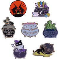 Scary Magic Witch Brooch Anime Metal Badge Men's Backpack Pin Creative Halloween Ornament Clothes Accessories