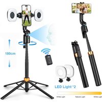 360-Rotatable Selfie Stick Tripod,Rechargeable Smart Face Tracking with Light,bluetooth Gimbal Holder Extendable Mobile Tripod