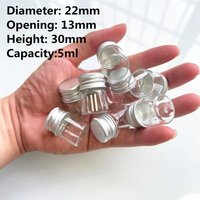 50/105 pcs/lot 13*22*30mm 5ml Tiny Glass Jars Bottles Silver Screw Cap jar Mini Containers GLASS transparent Vial Bottles