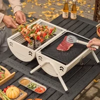 DurableHousehold Portable Double-sided Dual-use Charcoal Grill Wild Chimney Stove Outdoor Camping Barbecue