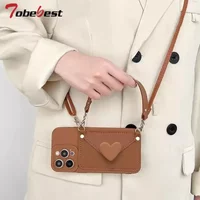 Crossbody Lanyard Hand Strap Love Leather Card Case for Huawei Honor 200 100 90 Lite 80 70 60 Pro Silicone Cover