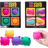Needoh Teenie Cool Cats Mini Squishies Soft Squeeze Glob Stress Relief Toys Non-toxic TPR Fidget for Kids Adults Sensory Play