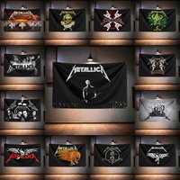 Rock Music Flag for Metallica Fans Banner HD Print Brass Grommet Garage Bedroom Living Room Dorm Wall Decor Tapestry