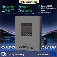 POWGROW 5KW 24V Hybrydowy Inwerter Solarny Czysta Sinusoida 230VAC Inwerter Wejście PV 500VDC z Podwójnym Wyjściem Zawiera Moduł Wi-Fi