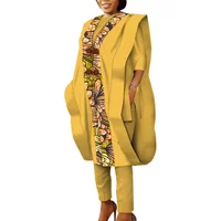 3pcs Set Ankara African Prints Women's Agbada Robe Tops Pant Suits Cotton Loose Dashiki Traditional Party Clothing Wy5590
