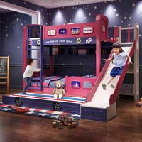Children's bunk car shape bunk bed high and low bed boy mother and child solid wood space saving furniture combination bed