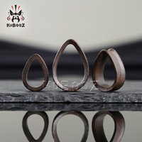 KUBOOZ Walnut Wood Drop - Shape Ear Tunnels Plugs Gauges 8 - 30mm - Body Piercing Stretchers Jewelry 1Pair