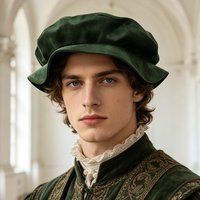 Medieval Tudor Flat Cap Solid Color Hat Faux Suede Beret Renaissance Festival Costume Accessories for Men Women