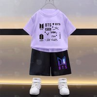 Kpop BTS Shirt Casual Short Sleeve T Shirt Set BT21 Printed Fashion Trendy Tops for ARMY Fans Gift