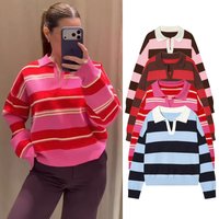 Spring Women's New Sweater Blouse 2026 Fashion Striped Knit Pullover Chic Young Women Travel Joker Spring Street Knit Sweaters
