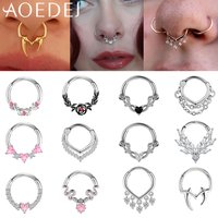 AOEDEJ 1 Piece 16G Stainless Steel Nose Ring Rose Snake Shape Septum Piercing CZ Crystal Helix Cartilage Earring Jewelry 8/10MM
