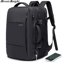 Heroic Knight Expandable Men Backpack Waterproof Business Laptop Backpack Man Large Capacity Travel Bag Fashion School Backpack