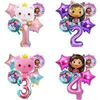 Gabby DollHouse Metallic Balloons Cartoon Girls Birthday Party Decoration Supplies Baby Shower Globos Gift