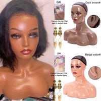 Realistic Female Mannequin Head with Shoulder Manikin Head Bust Wig Head Stand for Wigs Display Making,Styling,Necklace Earrings