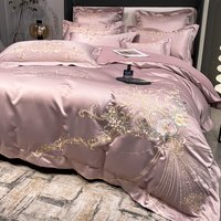 High-end European-style Luxury Embroidery Pure Cotton Duvet Cover Bed Sheet Pillowcases Silk Embroidery Wedding Bedding Set