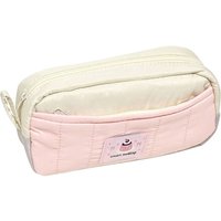 Cute 2-Layer Pencil Case Large Capacity Colors-block Pen Bag Zipper Pen Box Gift