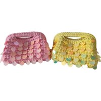 2026 New Hand Woven Multi-color Sequin Clip Bag Fashionable Cloth Strip Handbag Women bag