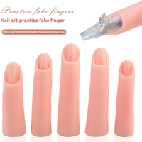 5Pcs/Set Nail Art Practice Hand False Finger Silicone Nails With Magnet Can Be Insert Nail Plate Manicure Tools Display