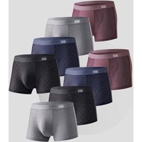 Lot de 8 Caleçons pour Homme en Bambou, Sous-vêtements Respirants en Maille, Boxers à Coupe 3D avec Poche en U